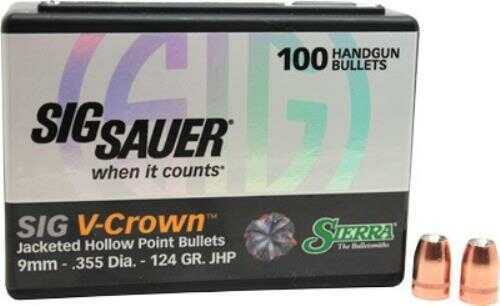 Sierra Bullets 9MM .355 124 Grains JHP Sig V-Crown 100CT